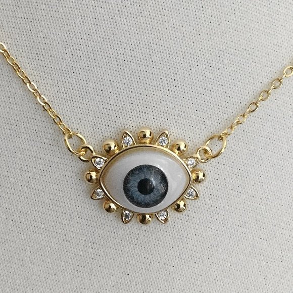 Sparkly 3D Rhinestone Evil Eye Necklace - Picture 1 of 4